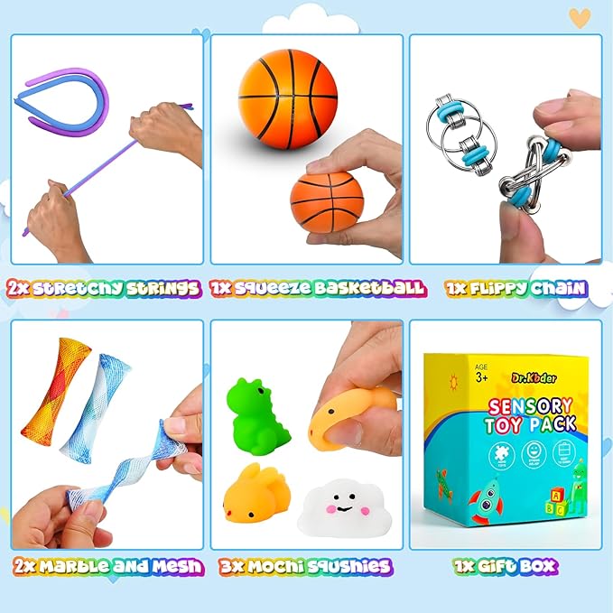 30Pack Fidget Toys Bulk for Adult Kids Age 5-7, 8-12, Sensory Autism Travel Must Have ADHD Autistic Figette Classroom Treasure Prize Box School Must Have Stress Anxiety Easter Basket Stuffers Gifts