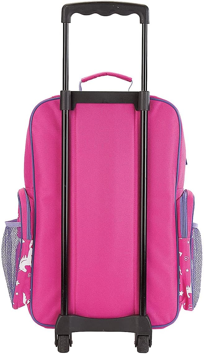 Lillian Vernon Personalized Unicorn Kids Suitcases for Girls, 5-Pocket Rolling Luggage Set, Customizable Travel Carrier on Wheels