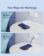 VRURC Portable Charger for iPhone, USB C Power Bank 10000mAh, Slim Travel Battery Pack Built in Cables & Lanyard, 5 Output 2 Input Portable Phone Charger for iPhone 17 16 15 14 13, Samsung-Navy