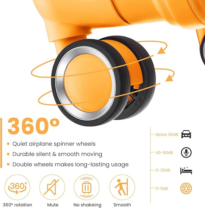 4 Piece Luggage Set, Hardside Expandable Lightweight Suitcase with 360° Mute Spinner Wheels Luggage Sets, TSA Lock, 14/20/24/28 Inch Travel Luggage for Men, Women and Girls (Orange 2)