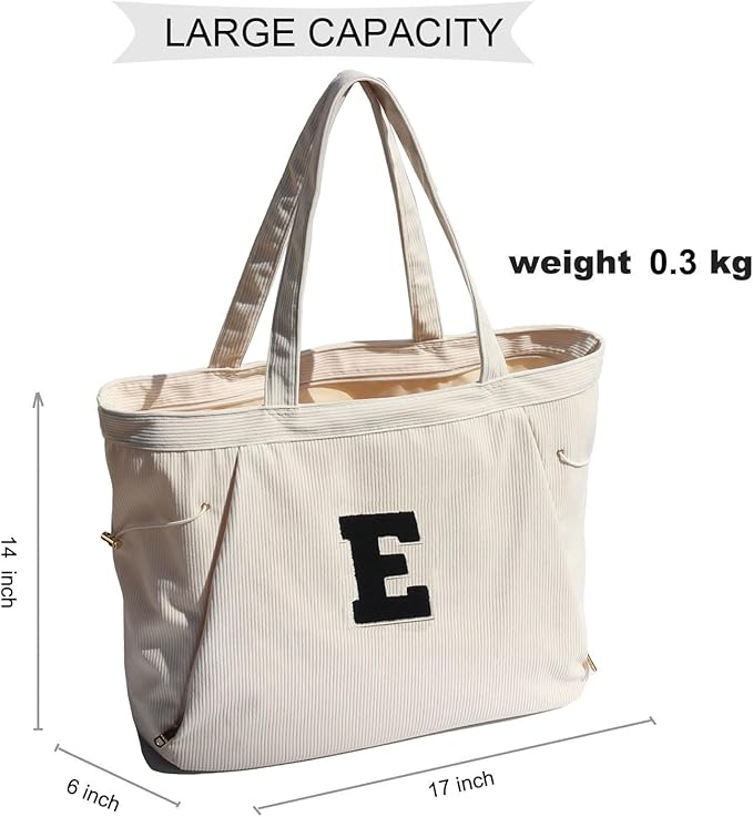 ESVAN Corduroy Yoga Tote Bag Gifts for Women Drawstring Yoga Mat Bag for Office Workout Travel Carryall Pilates Gym