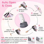 Kids Folding Umbrella Auto Open/Close Umbrellas for Rain Round Corner Safe Design UV Resistant Automatic Children Travel Umbrellas Reinforced Canopy 360° Reflective Strip Lightweight for Girls & Boys