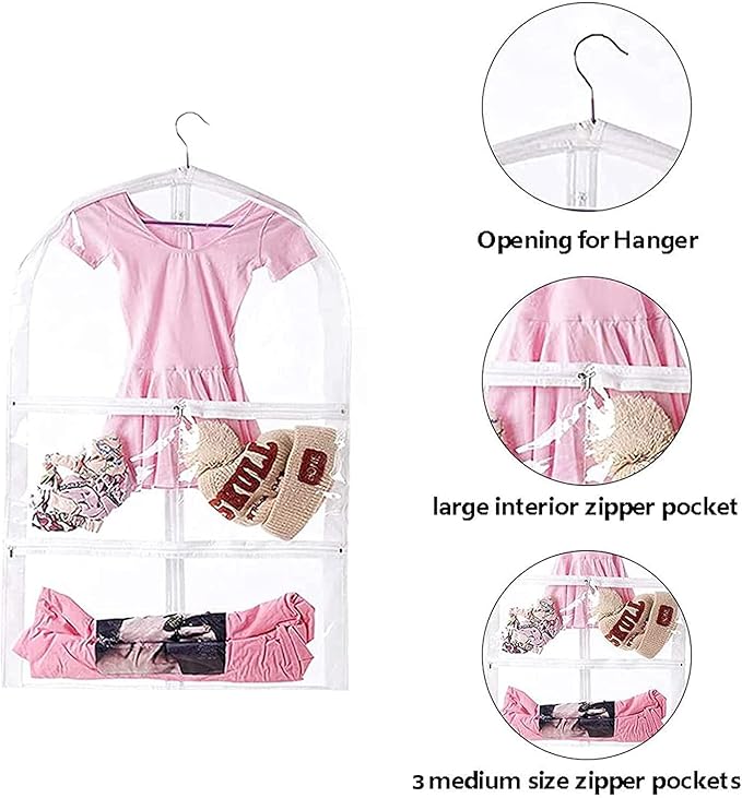 Waterproof Hanging Garment Bag,35 Inch Garment Bags For Hanging Clothes,Garment Bags For Travel Storage,Kids Garment Bag with Full Zipper for Dance Costumes,Sports,Skating,Theatre,Beauty Pageants
