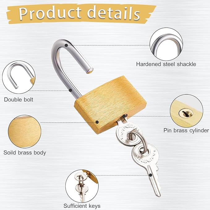 2 Pcs Small Solid Brass Locks with Keys, 20mm + 25mm Mini Key Locks, for Luggage, Backpack, Gym Locker, Jewelry Box (20-25mm)