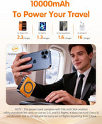 6-in-1 for Magsafe Portable Charger with Built-in Cables & Wall Plug,10000mAh Magnetic Wireless Power Bank,22.5W Fast Charging USB C Battery Pack,Travel Essentials for iPhone 17/16/15/14/13/12,Orange