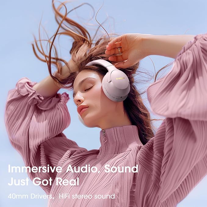 YUMONDEAR Bluetooth Headphones Over Ear, 80 Hrs Playtime Wireless Headphones with ENC Mic, Deep Bass EQ, Foldable Comfort for Travel, Gym & Commuting, Stocking Stuffers