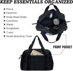 WOLT Small Gym Bag for Women, 14 inch Lightweight Gym Duffle Bag with Wet Compartment Quilted Tote for Sports Workout, Black