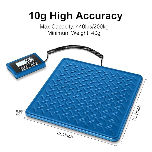 Fuzion Shipping Scale, 440LBs x 10g Postal Scale, Durable Alloy Steel Platform, Heavy Duty Scale for Packages, Postage, Luggage