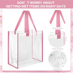 Eccliy 30 Pack 12x12x6 Inch Clear Tote Bag Stadium Approved Bulk Plastic Beach Tote Gift Bag with Handle for Gym Sports | 30 Pack, 12x12x6 Inch, Stadium Approved, Bulk, with Handle, Tote Gift Bag