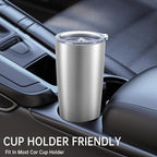 20 oz Tumblers Bulk Stainless Steel Tumbler with Lid Double Wall Vacuum Insulated Coffee Mug 20oz Powder Coated Cup for Hot and Cold Drinks, Stainless, 6 pack