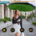 MRTLLOA 40/49/56 Inch Oversize Windproof Inverted Reverse Upside Down Umbrella, Golf Size Rain Umbrella, Double Layer, C-Shaped Handle for Men, Women and Kids