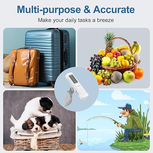 Battery-Free Digital Luggage Scale, 110lbs/50kg Portable Handheld Hanging Scale for Luggages, Suitcases, Backpacks & Bags, Easy Weighing for Travel, No Need Batteries (White)