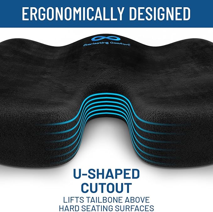 Everlasting Comfort The Original Lumbar Support Pillow for Office Chair - Improves Posture, Promotes Back Pain Relief - Superior Back Support for Gaming and Desk Chairs - Lumbar Pillow for Car, Couch