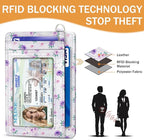 Yonlevres Peacock Credit Card Holder Slim Wallet, RFID Wallet Women Front Pocket Wristlet Lanyard, Small Card Holder Travel Funny Cute Thin ID Window PU Leather Case Organizer Gifts Girls