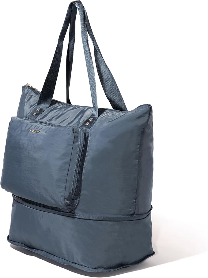 Baggallini Carryall Expandable Lightweight Travel Tote 22" Packable Folding Compact Nylon Washable Weekender w/Luggage Sleeve