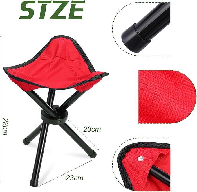 Beeveer 3 Pack Folding Camping Stool Portable Small Collapsible Chair Tripod Stool Hiking Chair for Fishing, Beach, Picnic, Outdoor, Gardening and Travel