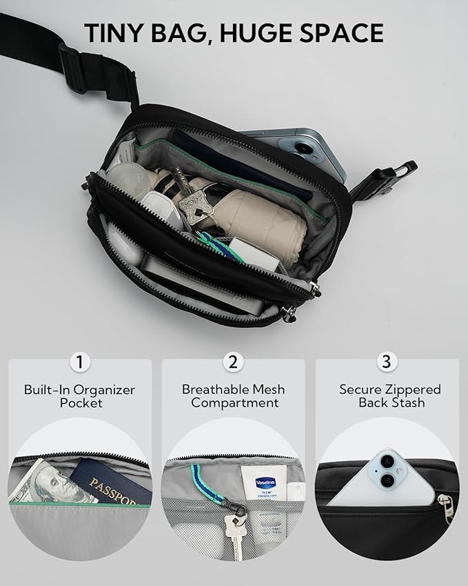 WATERFLY Waist Packs Fanny Pack: Small Fashion Belt Bag Casual Waist Bag for Women Men Hip Pack for Walking Hiking Everywhere