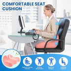 CushZone Seat Cushion, Memory Foam Office Chair Seat Cushion for Office Chairs/Car/Long Trip/Desk Chair/Gaming, Large Size for Sciatica & Hip & Tailbone Pain Relief, Sciatica Support (Pink)