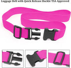 2 Pack Suitcase Straps, Bright Color Adjustable Luggage Belts, TSA Approved (Pink)