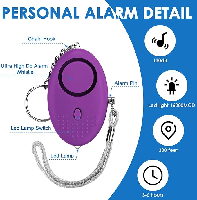 Kanayu 76 Pcs Personal Alarm Bulk 130DB Safe Sound Emergency Safety Self Defense Security Alert Keychain with Led Light Personal Protection Alarm for Women Girls Kids Elderly (Mixed Colors)