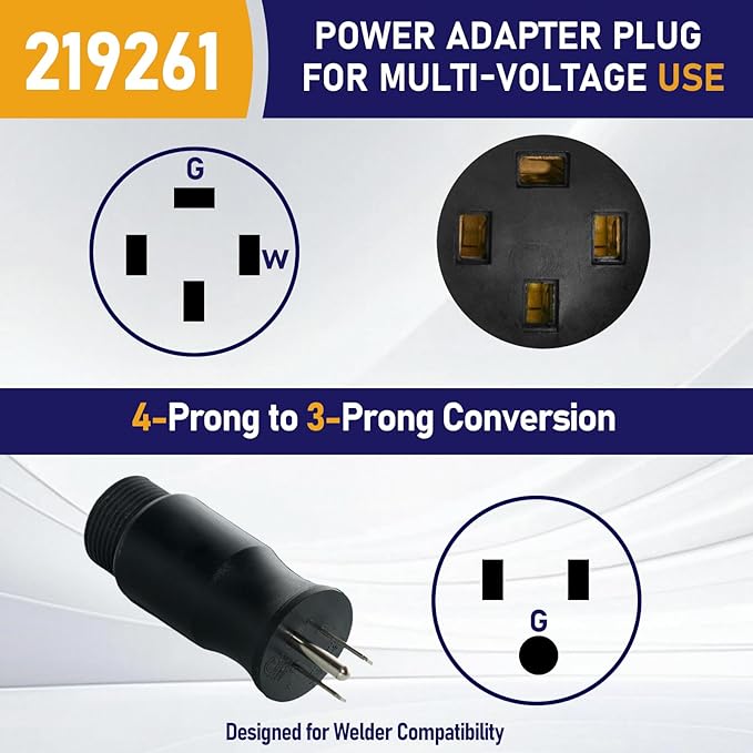 219261 Multi-Voltage Power Adapter Plug for Miller, for Hobart Welders/Plasma Cutters, 4-Pin to 3-Prong Electric Welding Plug Adapter for 115V/15A Power Cord 5-15P