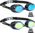 Seago 2 Pack Swimming Goggles Anti-fog Anti-UV Silicone Swim Goggles Adult Women Men