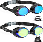 Seago 2 Pack Swimming Goggles Anti-fog Anti-UV Silicone Swim Goggles Adult Women Men