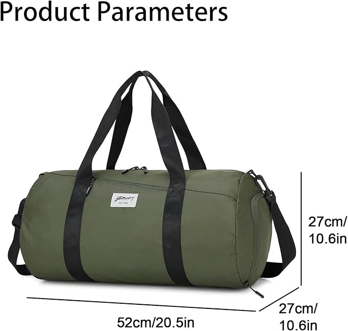 Gym Bags for Men with Side Pocket, 38L Sports Gym Duffle Bag with Adjustable Strap&Shoe Compartment, Large Waterproof Sport Duffel Bags for Travel, Sports, Fitness&Workout(Olive Green)