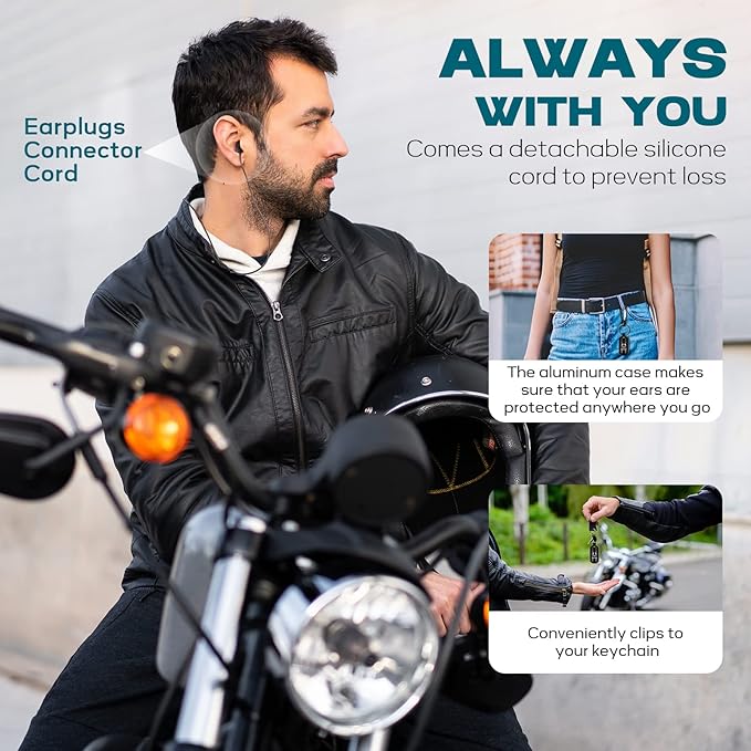 Motorcycle Ear Plugs for Wind Noise Reduction, 2 Pairs Reusable Motorcycle Accessories - Moto Earplugs, Soft Comfortable Hearing Protection for Motorbike, Touring, Racing, Riding - 25dB, Biker Gifts