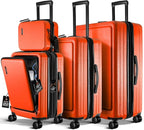 TRAVELARIM Orange Hardshell Luggage Sets 4 Piece, Durable Suitcase Set, Travel Luggage Set with Integrated TSA Lock, 360° Spinner Wheels, Expandable Medium and Large Checked Suitcase, 20/24/28 Inch