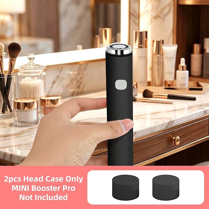 2Pcs Silicone Protective Head Case Suitable for Mini Booster Pro，Beauty Device Cover Head Cap for Mini Booster Pro Accessory (Black)