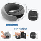 Travel Neck Pillow, Memory Foam Neck Support for Airplane, Car & Office, Breathable Portable Design with Eye Mask, Earplug Holder & Carry Bag, for Men&Women