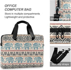 Boho Laptop Bag 15.6 inch, Large-Capacity Laptop Case with Strap, Bohemian Ethnic Elephant