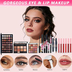 All-in-One Makeup Kit for Women Full Kit, Makeup Gift Set for Women Teens Girls, Makeup Essential Bundle Includes Eyeshadow Foundation Lipsticks Mascara Eyeliner Contour Stick Cosmetic Brush Set