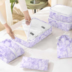 8 Set Packing Cubes for Travel, Luggage Packing Organizers Accessories Large Toiletries Bag for Clothes Shoes Cosmetics (8Set-Purple Marble)