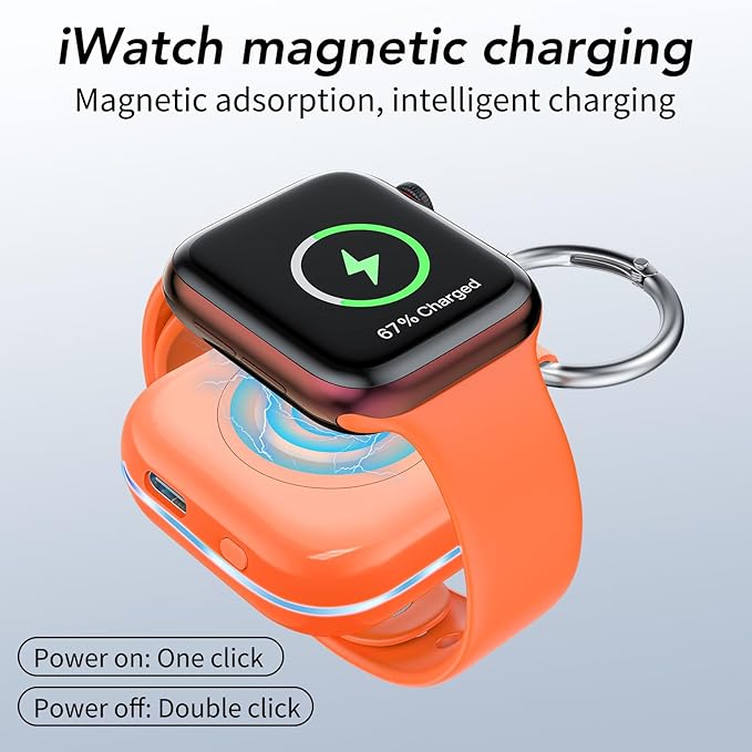 HUOTO Power Bank for Apple Watch 10,1200mAh Battery Pack Magnetic iWatch Charger Portable Travel Quick Wireless Charging with Built in Cable for Apple Watch 11/10/9/Ultra2/8/Ultra/7/6/Se/5/4/3/2/1