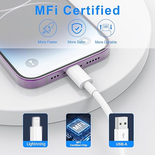 2PACK for iPhone Charger 6FT,Lightning Charging Cable,for Apple Certified Cord for iPhone 14/13/12/11 Pro/X/Xs Max/XR/8 Plus/7/6s/SE/5c/5s,for iPad Air/Mini USB Charge 6Foot