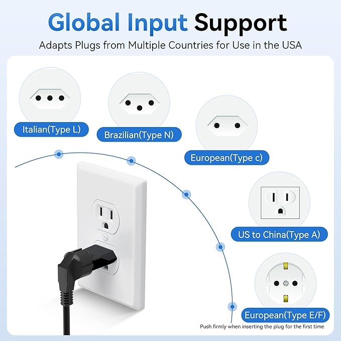 Unidapt US Canada Mexico Travel Plug Adapter, European to US Plug Adapter, Universal Outlet Adapters, 2-Pack EU to US Adaptor, Europe to USA, Type A Pin Converter, Black