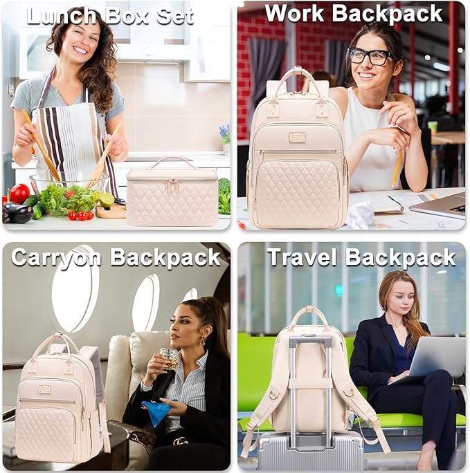 Weitars Lunch Backpack for Women,15.6 Inch Laptop Backpacks Travel Backpack for Women,Work Back pack,Teacher Nurse Back pack Insulated Lunch Bookbag Cooler Backpacks
