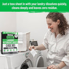 Rockin' Green Travel Laundry Detergent Sheets Unscented - Mess-Free Laundry Sheets Detergent Powerful Cleaning with Sodium Bicarbonate - Easily Dissolvable Laundry Soap Sheet (102 Loads, Unscented)
