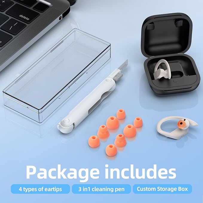 4 Pair Replacement Ear tip for Powerbeats Pro, Beats Earbuds Replacement Tips,Wireless Earphone Headphones, Silicone Earbuds Buds Set with Cleaning kit