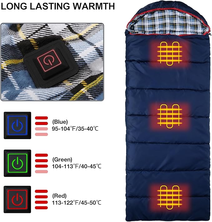 REDCAMP Cotton Flannel Sleeping Bag for Camping Backpacking, Adults Cold Weather Envelope Sleeping Bags with 2/3/4/6lbs Filling
