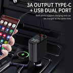 60W Fast Charging Car Charger for iPhone, 4-in-1 Retractable Phone Charger, Travel Essentials, Gifts for Women Men, Car Accessories for Women Men, for iPhone 14 13