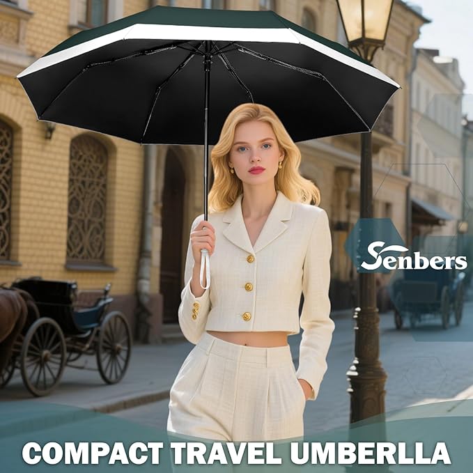 Windproof Travel Umbrella, Collapsible Umbrella Automatic Open Close Auto Small Compact Portable for Rain Sun Adult Women
