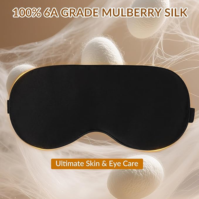 Sleep Mask for Women & Men,Silk Eye Mask for Sleeping,100% 6A Mulberry Soft Breathable Blackout Eye Masks for Sleep,Reduces Migraines & Puffy Eyes,Travel Office Airplane Use, Eye Care Gift
