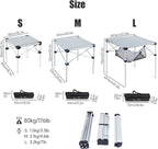 iClimb Lightweight Stable Alu. Folding Square Table Roll Up Top with Carry Bag for Camping Picnic Backyards BBQ Camp Kitchen (Silver, M)