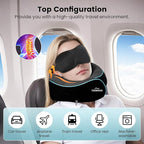 Travel Pillow Neck Pillow for Airplane Travel Essentials - Memory Foam Travel Neck Pillow, Stops Head Bobbing With Eye Mask & Earplugs, Portable Carry Bag for Long Flights| Airplane Accessories Black