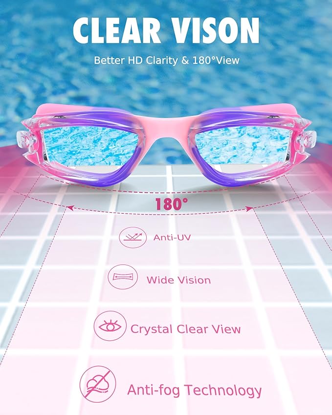 Aegend Swim Goggles for Kids Youth 3-14 Anti-Fog Anti-UV Comfort Fit Goggles for Swimming