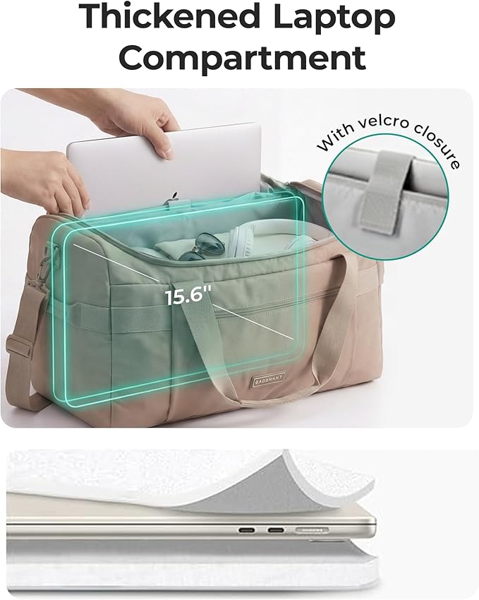 BAGSMART Travel Duffel Bags for Women, 32L Gym Duffle Bag with Laptop Compartment, Carry On Weekender Overnight Bag, Shoe Bag, PVC Wet Pocket, Dark Brown