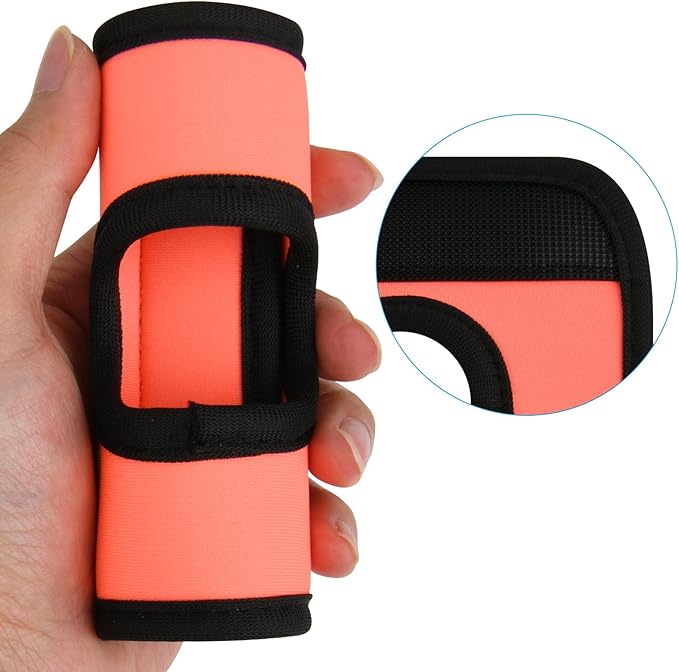 Cosmos 5 Pcs Neoprene Luggage Handle Wrap Soft Grip Handle Cover Luggage Identifier with Hollow Design for Push-Button Handle Trolley Handle and Travel Suitcase Trolley Case (Fluorescent Orange)